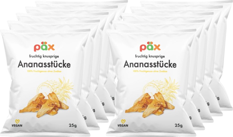 PÄX fruchtig knusprige Ananasstücke – 100 % Fruchtgenuss ohne Zusätze, vegan